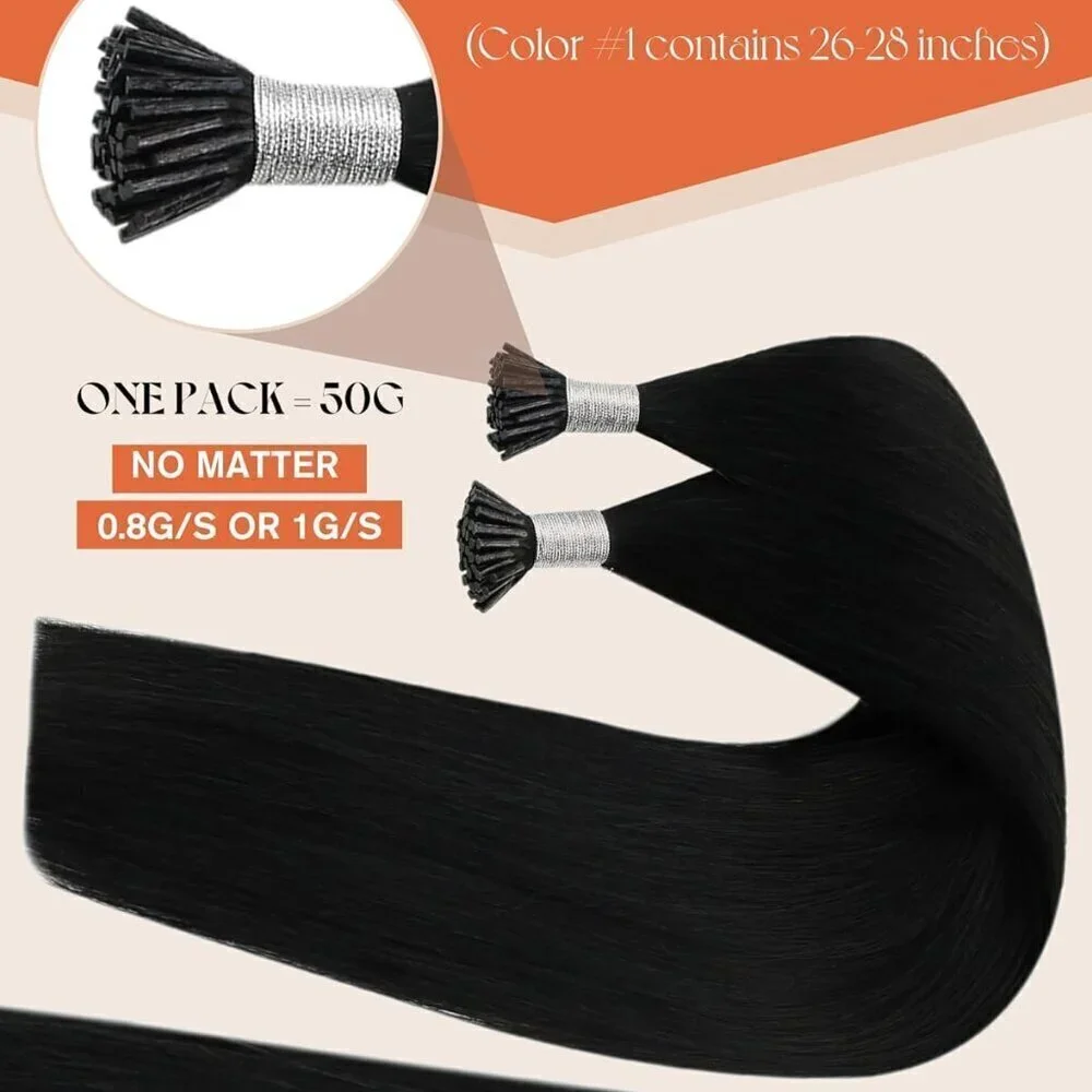 Long I Tip Hair Extensions 24inch I Tips Hair Extensions Jet Black Fusion Hair E
